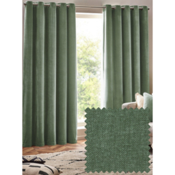 Yard Green Heavy Chenille Lined Velvet Eyelet Curtains