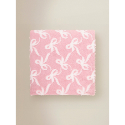Pink Bow Faux Fur Throw  - 120 x 150 cm