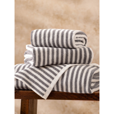 Hebden Grey Striped Cotton Towel & Bath Mat Range