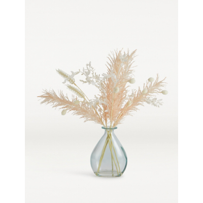 Natural Pampas In Round Glass Vase
