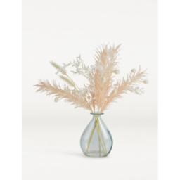 Natural Pampas In Round Glass Vase