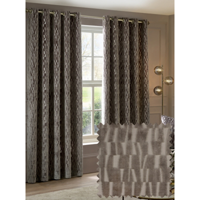 Paoletti Mink Manhattan Lined Velvet Eyelet Curtains