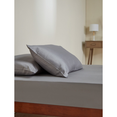 Grey 100% Cotton Sateen Deep Fitted Sheet