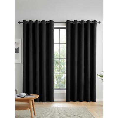 Catherine Lansfield Black Wilson Velvet Eyelet Curtains