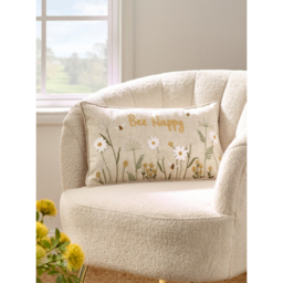 Catherine Lansfield Bee Happy Embroidered Cushion