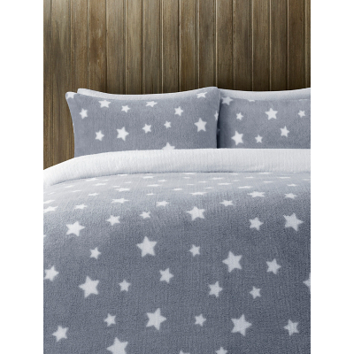 Grey Star Teddy Fleece Duvet Set