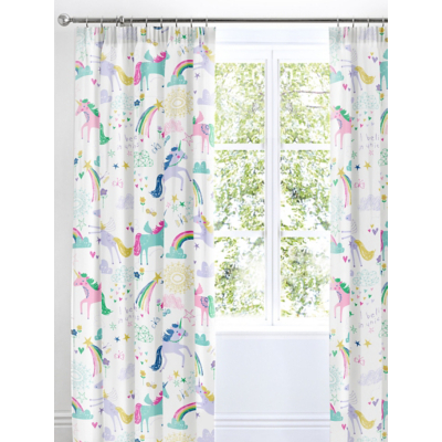 Bedlam Rainbow Unicorn Pink Kids Bedroom Curtains