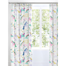 Bedlam Rainbow Unicorn Pink Kids Bedroom Curtains