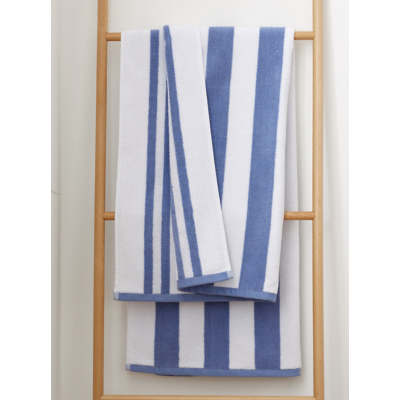 Bianca Blue Reversible Stripe Cotton Jacquard Towel Range