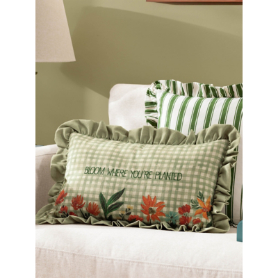 Furn Meadow Haze Embroidered Ruffle Cushion