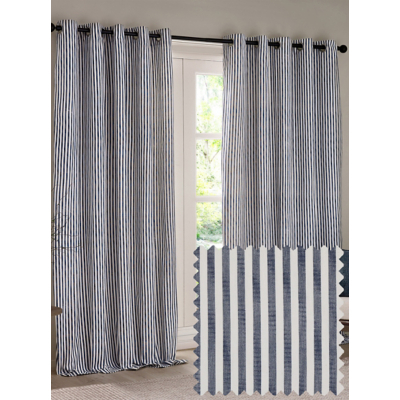 Yard Navy Hebden 100% Cotton Blackout Eyelet Curtain
