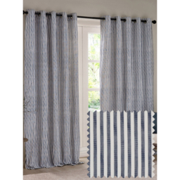 Yard Navy Hebden 100% Cotton Blackout Eyelet Curtain