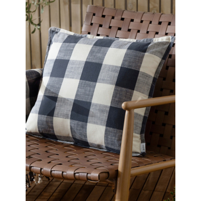Yard Navy Chesil Check 100% Cotton Outdoor Cushion