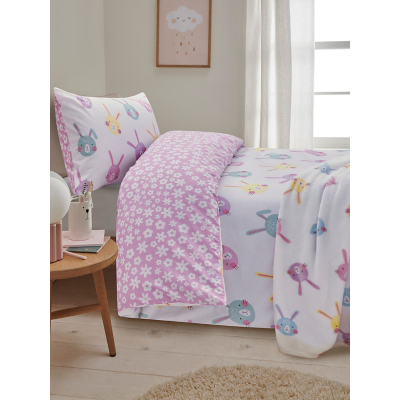 Pink & White Bunnies Reversible Cotton Duvet Set