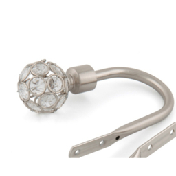 A-International Brushed Steel Beaded Gem Curtain Holdback Pair