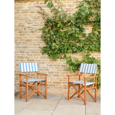 Blue and White Stripe Director Chair - Set of 2