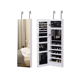 HOMCOM White Jewelry Cabinet Mirror with LED