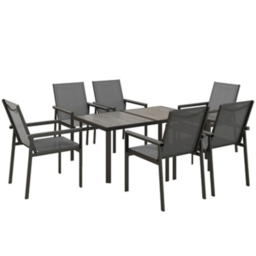 Outsunny Grey 7 Piece Metal Dining Set for 6