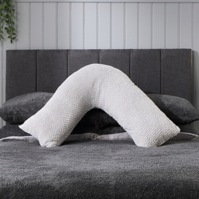 Downland Grey Waffle Teddy V Shaped Support Pillow