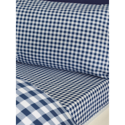 Catherine Lansfield Navy Bamford Gingham Fitted Sheet