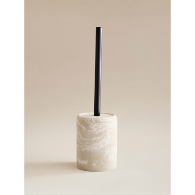 Cream Stone-Effect Toilet Brush