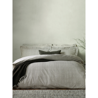 Hebden Black Mélange Stripe 100% Cotton Duvet Cover Set