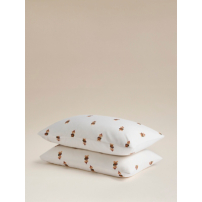 Cream Teddy Bear Pillowcase Pair