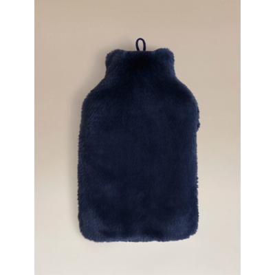 Navy Faux Fur Hot Water Bottle
