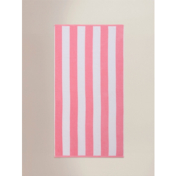 Pink Striped Cotton Beach Towel