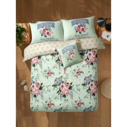 Bridgerton Green Large Bloom Collegiate Reversible Duvet Set