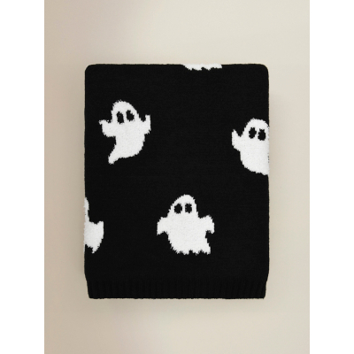 Halloween Ghost Print Reversible Knitted Throw  - 120 x 150 cm