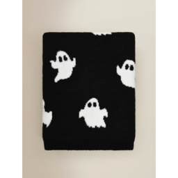 Halloween Ghost Print Reversible Knitted Throw  - 120 x 150 cm
