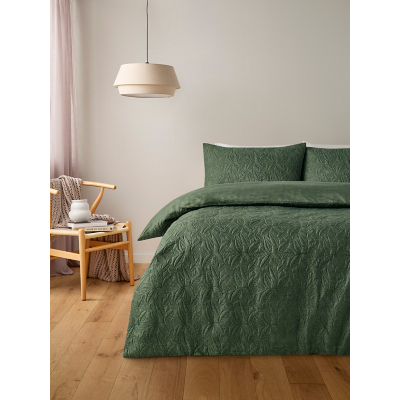 Green Leaf Quilted Pinsonic Duvet Set