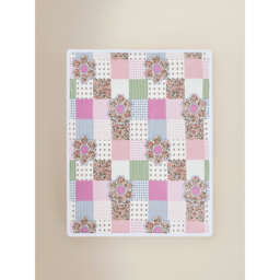 Pink & Purple Floral Patchwork Sherpa Fleece Blanket - 120 x 150 cm