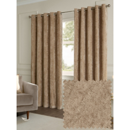 Paoletti Champagne Lustre Velvet Fully Lined Eyelet Curtain