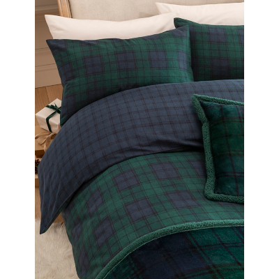 Green Check Brushed Cotton Duvet Set