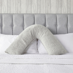 Downland Grey Teddy Fleece V Shaped Support Pillow