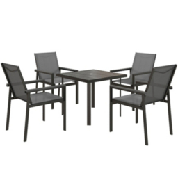 Outsunny Five Piece Dining Set with Glass Table Top