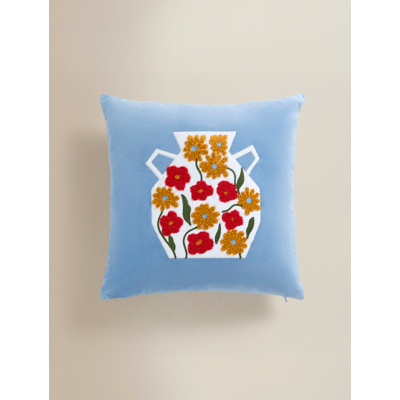 Blue Floral Vase Cushion