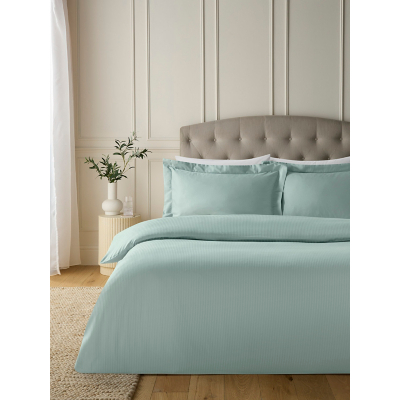 Green Luxury 100% Cotton 300 Thread Count Sateen Stripe Duvet Set