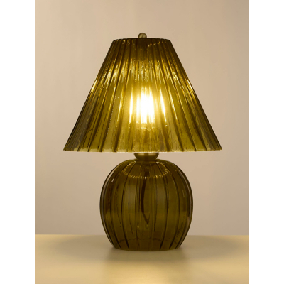 Searchlight Ribbed Green Glass Table Lamp
