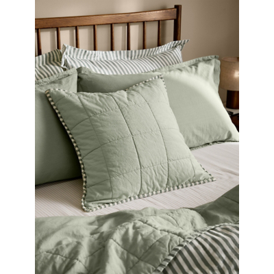 Yard Forest Green Hebden Stripe 100% Cotton Cushion