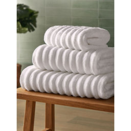 Silentnight White Ribbed Cotton Towel Range