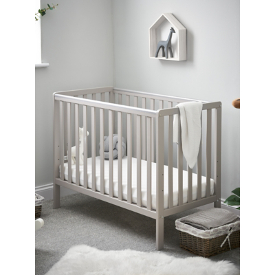 Obaby Light Grey Bantam Space Saver Cot & Mattress
