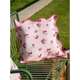 Furn Fruits Cherries Gingham Outdoor Cushion