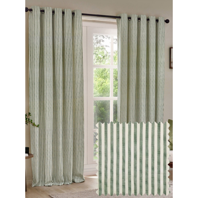 Yard Forest Green Hebden 100% Cotton Blackout Eyelet Curtain