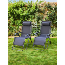Black Zero Gravity Garden Chairs - Set of 2