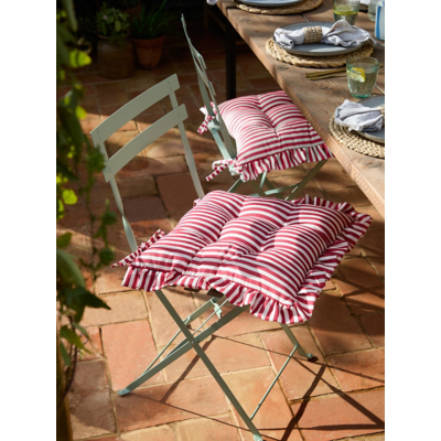 Wylder Red Ruffle Outdoor Seat Pads - Set of 2