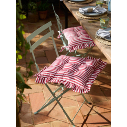 Wylder Red Ruffle Outdoor Seat Pads - Set of 2