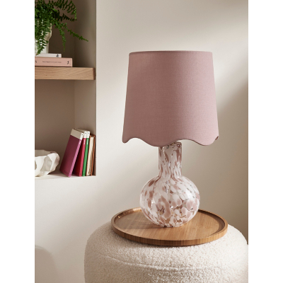 Pink Confetti Glass With Scallop Shade Table Lamp
